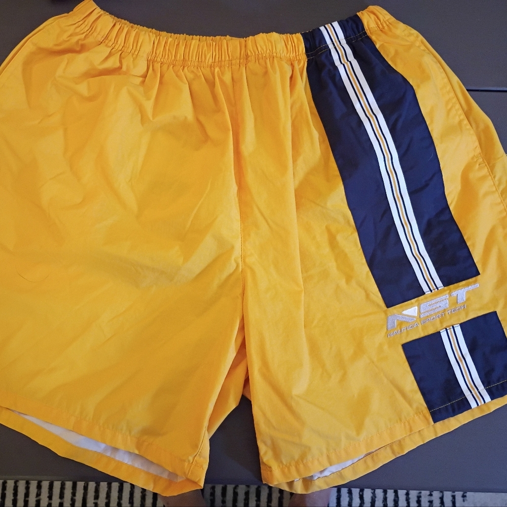 New Nautica Yellow and Blue Swim Trunks 38"